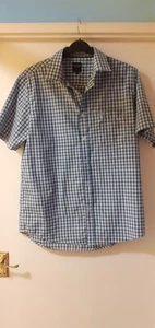 *64. JAMES PRINGLE Blue Checked mens shirt Chest 44" CL 15.5" - Picture 1 of 8