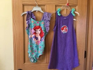 NWT Disney Ariel Swimsuit Cover Up 2 pc Set UPF 50+ Girls Little Mermaid many sz - Picture 1 of 2