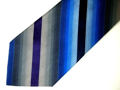 Corbata Express Para Hombre Púrpura Azul Gris Rayas Seda 60" Foto 1 de 4
