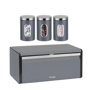 Innoteck Essentials Grey Bread bin and Window Canister - Picture 1 of 5