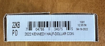 2022 P&D 2 $10 KENNEDY CLAD HALF DOLLAR ROLLS U.S. MINT WRAPPED IN ORIGINAL BOX - Image 1 of 4