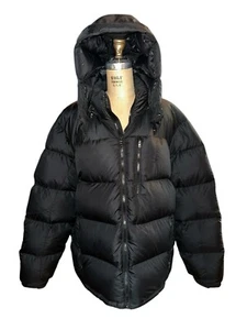 Polo Ralph Lauren Performance schwarze gefütterte Daunenjacke Mantel mit abnehmbarer Kapuze XL - Bild 1 von 7