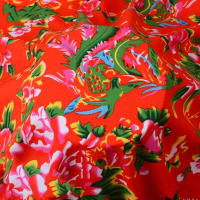 Tela tradicional de flores de peonía Phoenix de China tela impresa hágalo usted mismo Foto 1 de 4