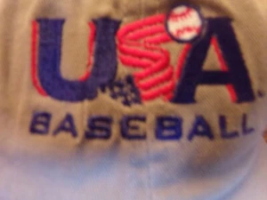 USA BASEBALL "Stars & Stripe " Trademarx Buckleback Khaki Hat Curve Bill $20 NWT - Picture 1 of 8