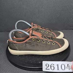 Palladium Flex Lace Shoes Womens Sz 7.5 Olive Brown White Canvas Low Top Sneaker - Picture 1 of 9