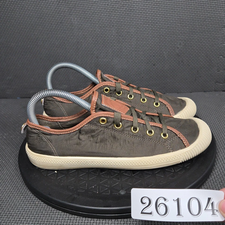 Zapatos deportivos Palladium Flex de encaje para mujer talla 7,5 marrón oliva blanco lona de caña baja Foto 1 de 4