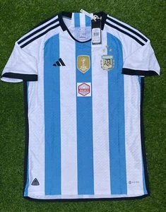 T-Shirt Titulaire Officiel Argentine 3 Étoiles 2022 Adidas Heat.RDY Joueur - Picture 1 of 7