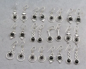 Sassy Black Onyx Gemstone 925 Sterling Silver Plated Dangle Earrings Lot Jewelry - Picture 1 of 2