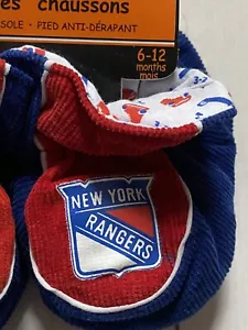 Hockey NHL New York Rangers Baby Bootie Slippers Non skid bottom Sz 6-12 Mth NEW - Picture 1 of 5