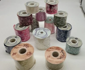 Ribbons Craft 10 yds Each Expressions/ Vintage Assorted Retro Colors 14 New Lot - Picture 1 of 13