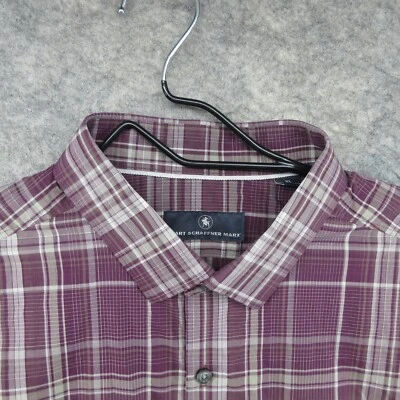 Camisa Hart Schaffner Marx Para Hombres XL Púrpura A Cuadros Abotonada Manga Larga Algodón Foto 1 de 4