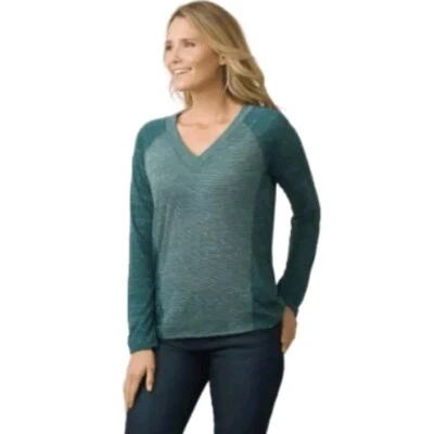 PrAna Jinny Top Verde Deportes Gimnasio Entrenamiento Entrenamiento Camping Senderismo Camisa Larga N96 Foto 1 de 4