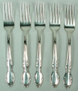 5 tenedores de cena Royal Manor Rogers & Bros plateados 1956 - Imagen 1 de 3
