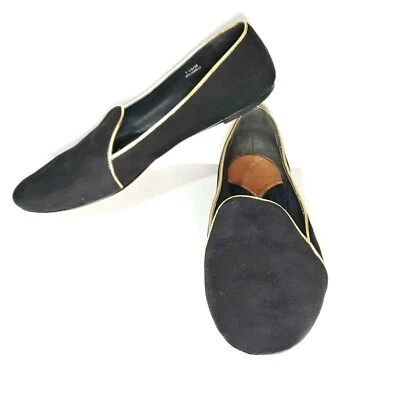 ZAPATOS DE CUERO PARA MUJER BRIAN ATWOOD 7,5 NEGROS GAMUZA PLANOS RIBETE DORADO  Foto 1 de 4