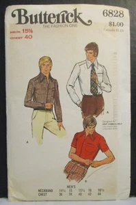 Camisa para hombre Butterick patrón 6828 talla cuello 15,5 pecho 40" corte completo vintage - Imagen 1 de 12