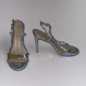 Stuart Weitzman Women’s Size 7 Heels 4” Inch Stilettos Hologram Silver Clear - Picture 1 of 9