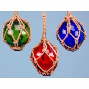 Set Of 3 Nautical Seaside Beach Glass Fisherman's Floats 7.5cm 3 Colours Float - Picture 1 of 2