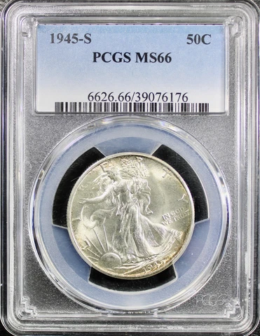 1945-S Liberty Walking Half Dollar PCGS MS-66  - Mint State 66 Cover