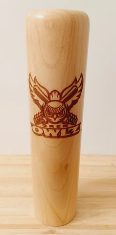 Orem Owlz Baseball Bat Mug / Wood Etched Engraved Logo / 10" / Utah Cover