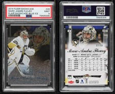 2014-15 Fleer Showcase Flair Row 2 Blue Ice /99 Marc-Andre Fleury #28 PSA 9 MINT