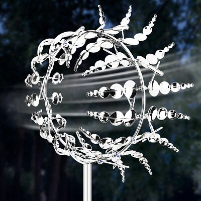 Molino de viento de metal 3D único y mágico escultura atrapavientos patio jardín decoración Foto 1 de 4