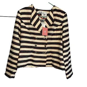 NWT CAbi Love Carol Striped 3 Button Cruise Blazer Even Keel Jacket Women Size 6 - Picture 1 of 12