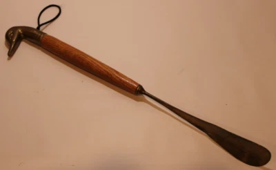 Vintage DUCK HEAD Shoehorn, 17" Long Brass / Wood, Slight Bend - See Pics - Image 1 of 4