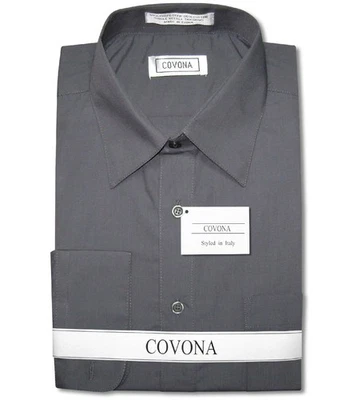 Camisa de vestir para hombre color gris carbón liso con puños convertibles talla 16 34/35 Foto 1 de 4