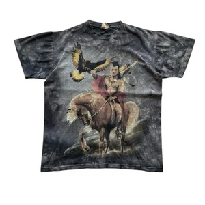Vintage The Mountain T Shirt Medium Native American Graphic Boxy Thrashed Rare - Picture 1 of 10