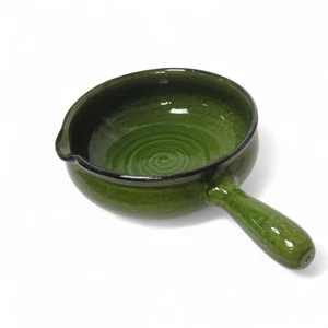 French Ceramic Cookware Terre a Feu Round Pot. Glazed. Green. Marked 33 No3. - Picture 1 of 10
