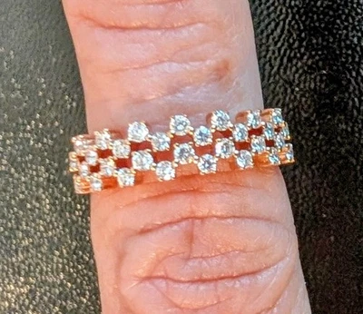 BEAUTIFUL UNIQUE INTERLOCKING DIAMOND STACKING RINGS 14K ROSE GOLD SET OF 2 - Image 1 of 4