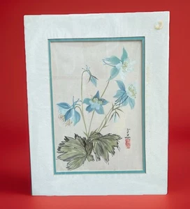 Original Sumi Tusche Aquarell Gemälde Columbine Blumen Künstler Siegel mit Signatur - Bild 1 von 6