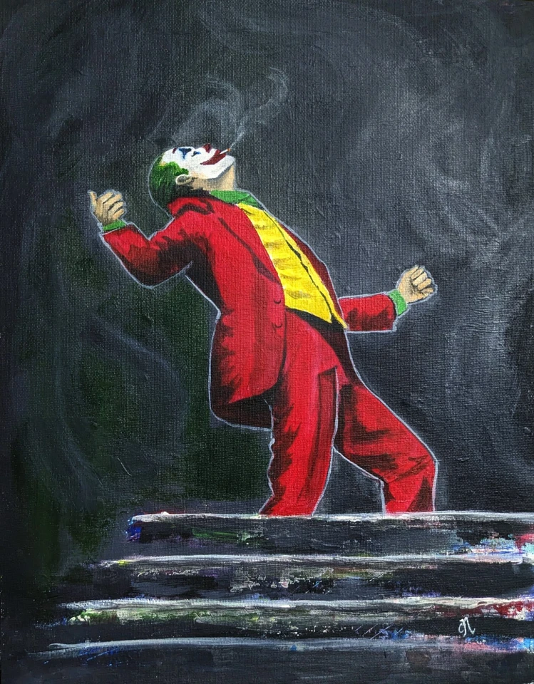 ✨ PINTURA ORIGINAL. Lienzo pintado a mano. Joker. Joaquin Phoenix. Arte de DC Comics Foto 1 de 2