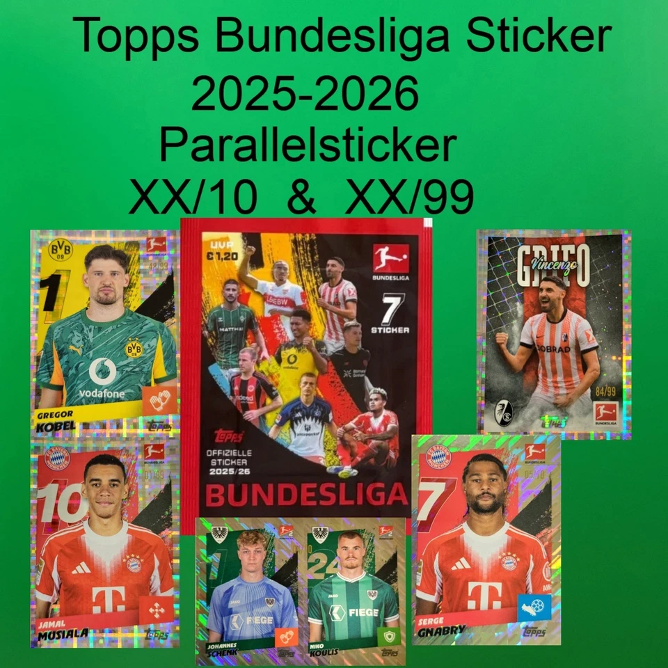 Topps Bundesliga 25/26 Sticker 2025/2026 - Auswahl  Parallelsticker xx/10 +xx/99 - Bild 1 von 1