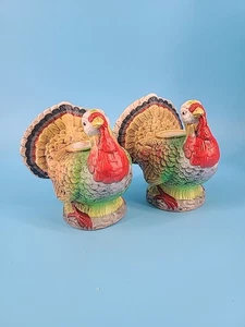 Vintage Turkey Thanksgiving Taper Candle Holders Set of 2 Ceramic Gibson 1994 - Picture 1 of 6