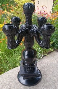 Gothic Candelabra Halloween Skull Candleholder Spooky Book Decor Martha Stewart - Picture 1 of 7