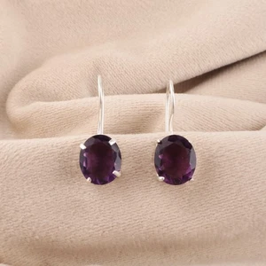 Ametista Gemma Donna Regalo Gioielli Orecchini Argento Sterling Pendenti 2.7cm - Foto 1 di 3