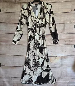 Karen Millen Floral Maxi Dress ~ Size 10 Women's Petite ~ Viscose Collared Knit - Picture 1 of 13