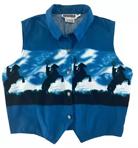 Vintage Panhandle Slim Western Button Up Sleeveless Top Vest Womens Large Rodeo - Picture 1 of 8