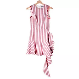 NWT Alexis Revolve Cara Red White Stripe Asymetric Ruffle Mini Dress Womens XS - Picture 1 of 11