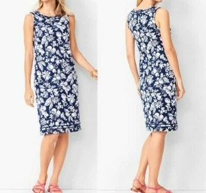 NWT Women $119 Talbots Mixed Fruit Textured Shift Sleeveless Dress Size 4 Navy - Picture 1 of 7