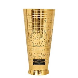 Brass Lassi Glass Fine Embossed Flower Design Tumbler Drink ware 700ML Free Ship