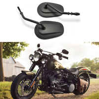 Black Rectangle Motorcycle Mirrors For Harley Davidson Fatboy 