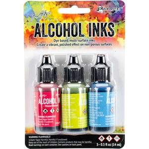 Tim Holtz Alcohol Ink .5oz 3/Pkg Dockside Picnic-Watermln/Citrus/Sailboat - Picture 1 of 2