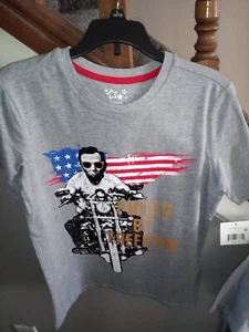 Abraham Lincoln Youth L 10-12 Patriotic Fuel By Freedom T-Shirt Motorcycle - Picture 1 of 4