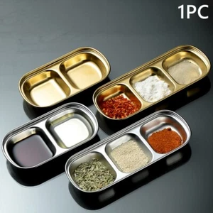 1PC Stainless Steel Dishes Plate Dipping Sauce Seasoning Barbecue Tableware - Picture 1 of 16