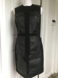 Pre-Owned Alexander Wang Black Sleeveless With Faux Leather Pockets Dress Sz:10 - Picture 1 of 12