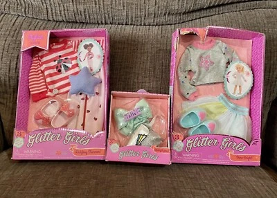 "Lote de conjuntos brillantes para niñas para muñecas de 14""-battat-pijama-falda-monedero-arco-zapatos-etc" Foto 1 de 4