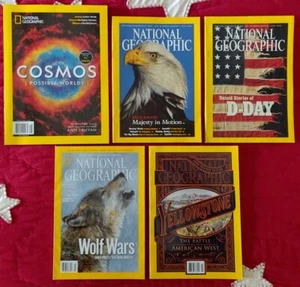 5 NATIONAL GEOGRAPHIC Zeitschriften Lot 2002-2020 Yellowstone Wolf Cosmos D-Day - Bild 1 von 6
