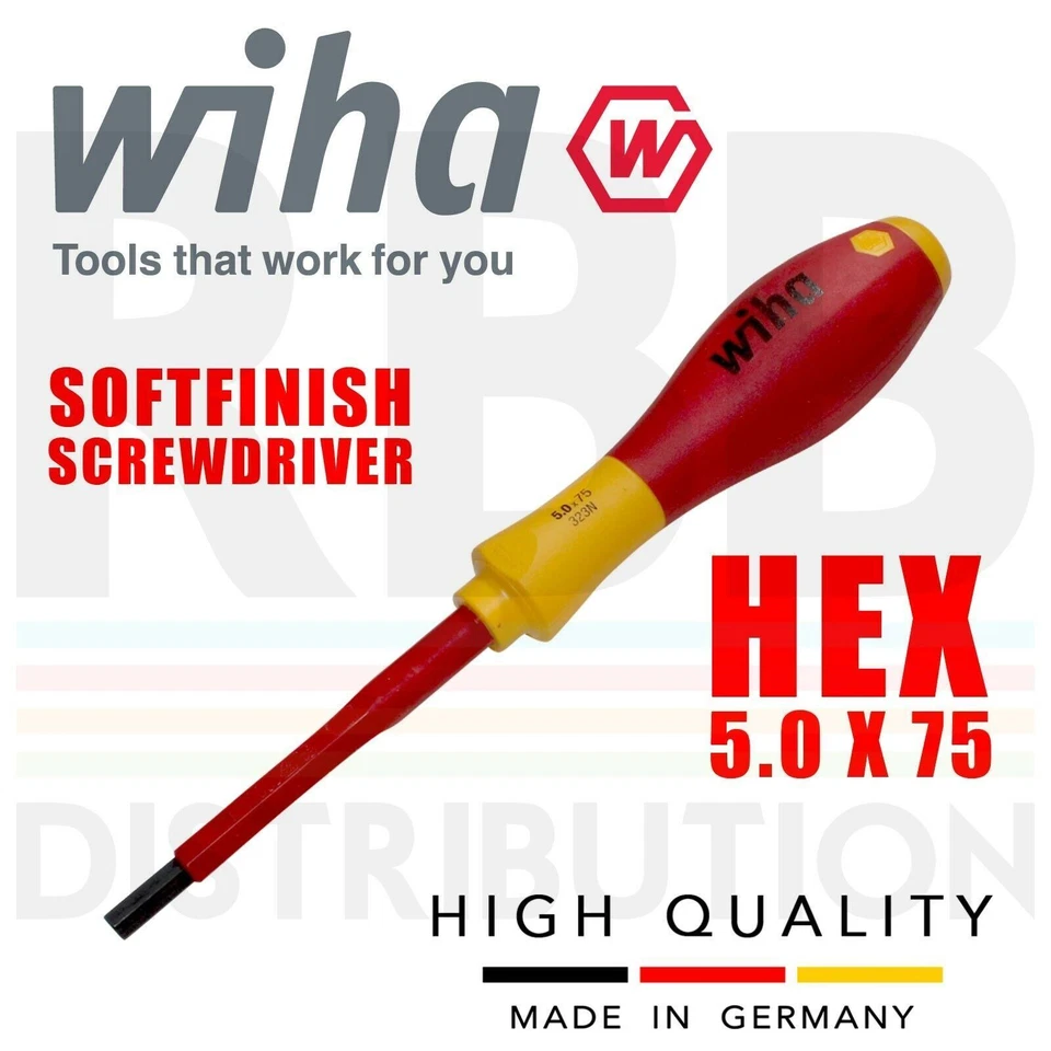 Wiha 30364 electricista VDE Hex 5mm destornillador aislado Softfinish 1000v AC